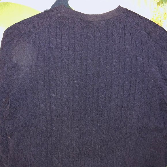 Brooks Brothers Navy Lambswool Cable Knit Crewneck - Picture 3 of 3